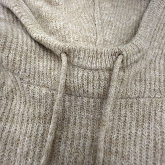 Woolen Bloom Tan Hooded Sweater Size Medium Wool Blend - Picture 3 of 5